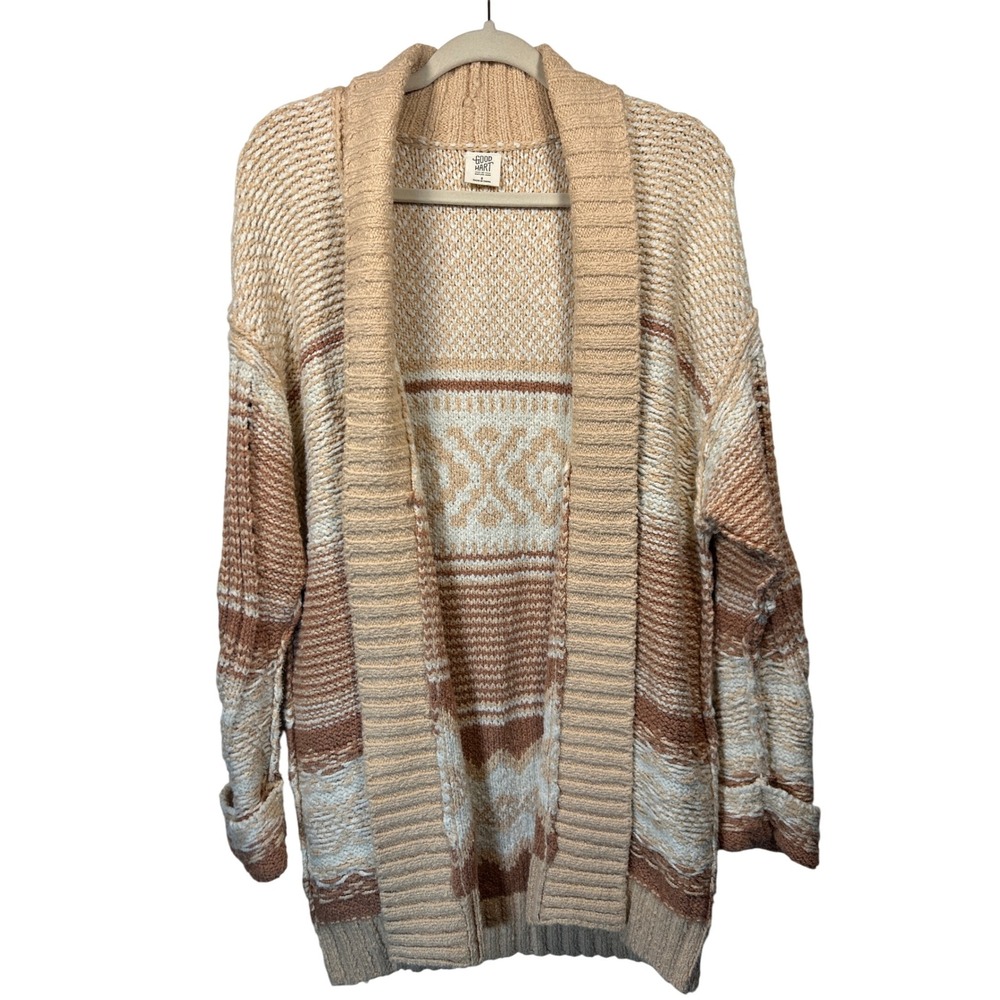 Good Hart by Matilda Jane Knit Cardigan Sweater Open‎ Front Neutral Boho Small